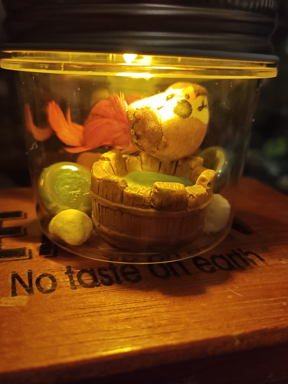 Resin Yellow & Brown Barrel Aquarium Ornament by
